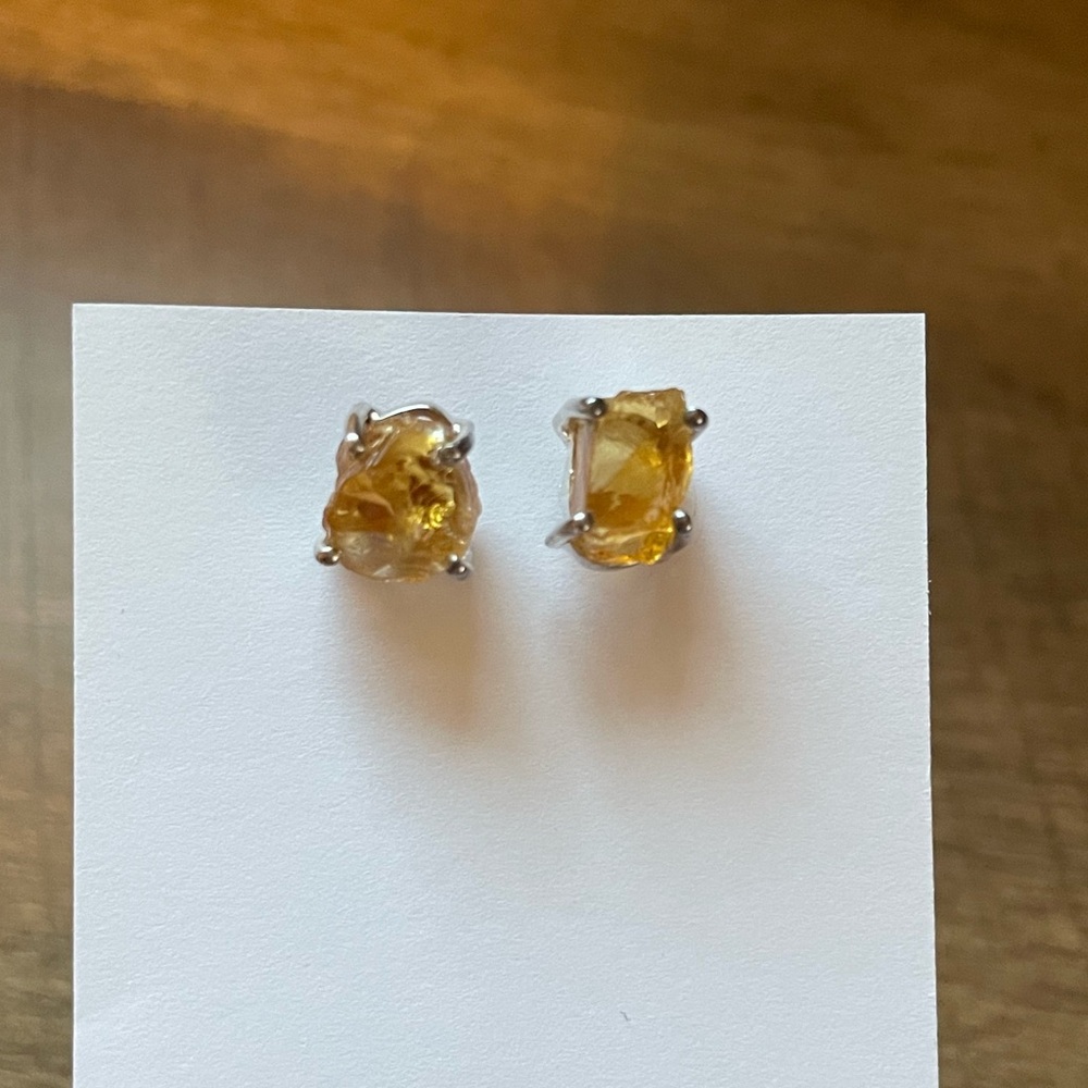 Amber Gemstone Stud Earrings